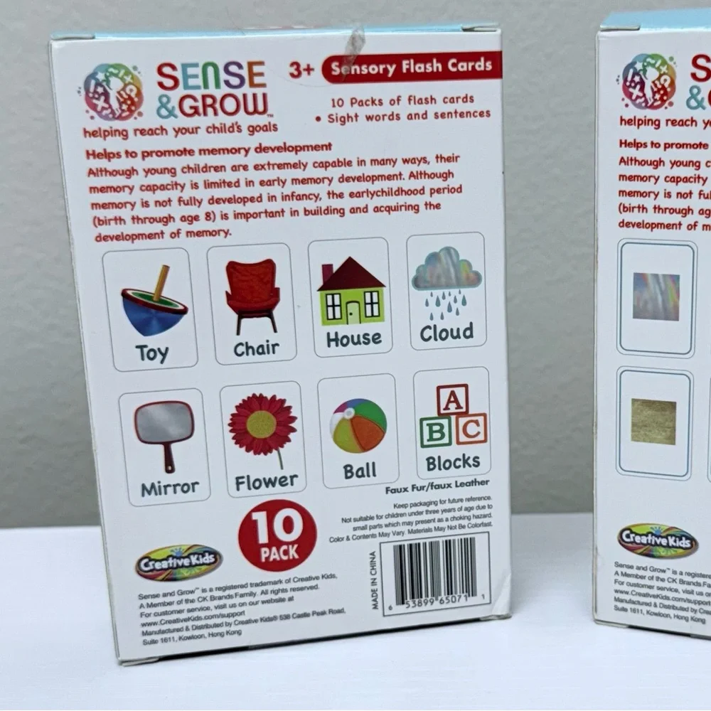 New! 2 Sets Cards 10 Sight Words & Sentences & 10 Shape & Feel Texture